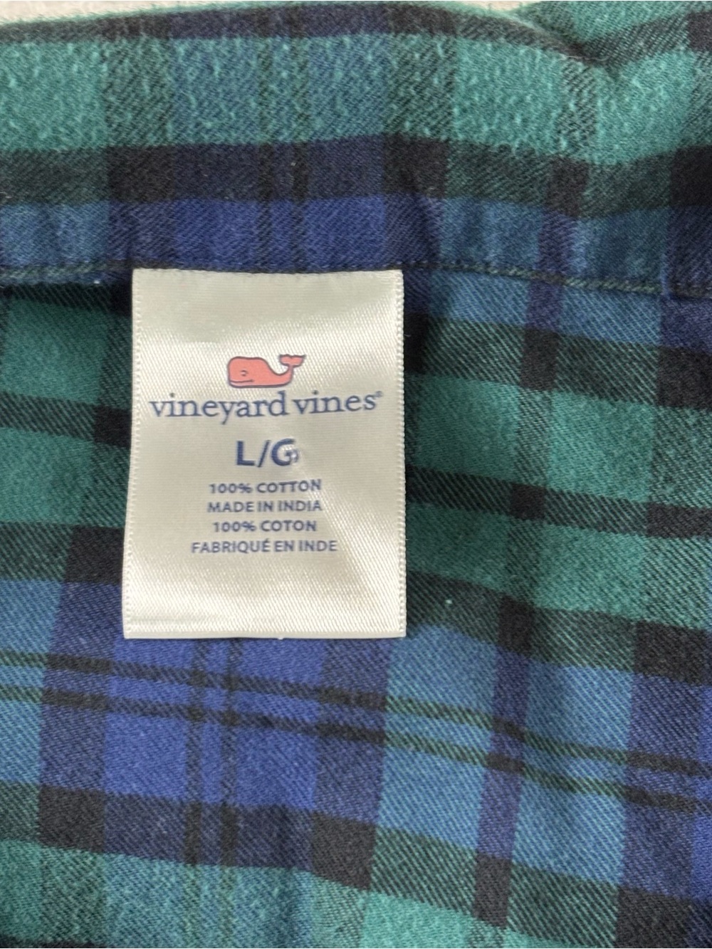Vineyard Vines Green & Navy Plaid Lounge Pajama Pants with Red Trim - Picture 8 of 10
